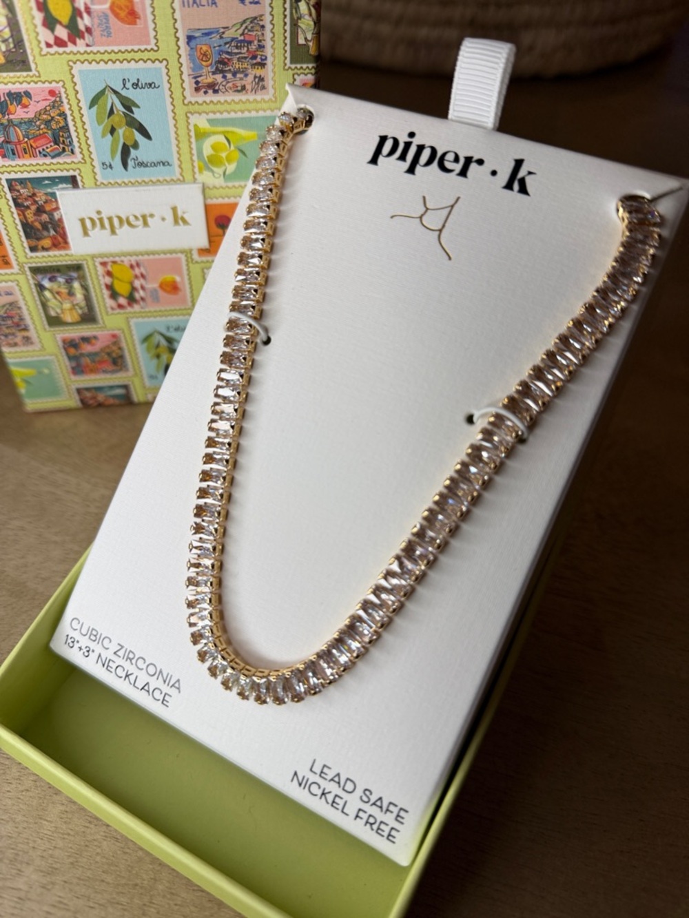 Piper K Gold Tone Cubic Zirconia Tennis Necklace
